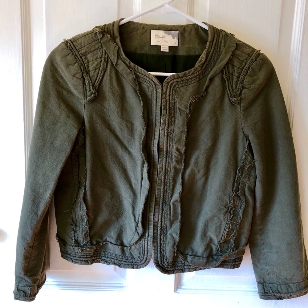 Elizabeth and James Cropped Military Green Jacket